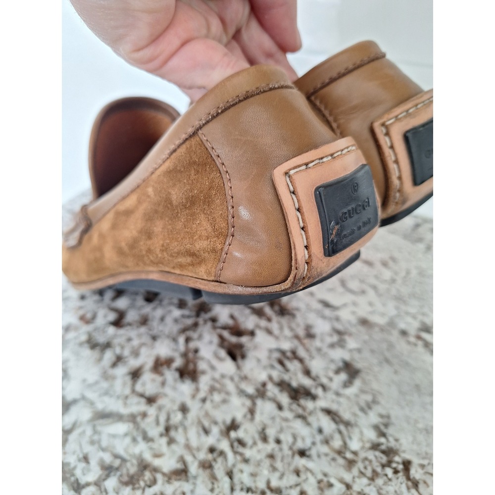 Gucci Italy Brown‎ Suede Leather Driving Loafers Mens 10D Designer Dress Loafers - Picture 6 of 14